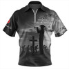 Australia Zip Polo Shirt Lest We Forget Remember Soldiers