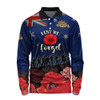 Australia Long Sleeve Polo Shirt - Anzac Day Soldier With Poppies Flowers