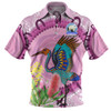 Custom Australia Aboriginal Polo Shirt - Brolga Bird Dancing With Australia Native Flowers Polo Shirt