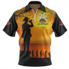 Australia Zip Polo Shirt Lest We Forget Anzac Horse Brigade
