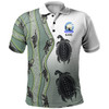 CUSTOM KID Australia Polo Shirt - Aboriginal Inspired with Kangaroo, Lizard, Turtle and Dotted Crooked Stripes Pattern