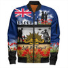 Australia Bomber Jacket Lest We Forget Poppies And Soldiers Army Style