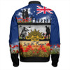 Australia Bomber Jacket Lest We Forget Poppies And Soldiers Army Style