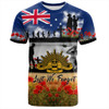 Australia T-Shirt Lest We Forget Poppies And Soldiers Army Style