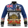 Australia Baseball Jacket Lest We Forget Poppies And Soldiers Army Style