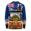 Australia Long Sleeve T-shirt Lest We Forget Poppies And Soldiers Army Style