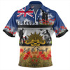 Australia Zip Polo Shirt Lest We Forget Poppies And Soldiers Army Style