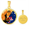 Australia Necklace Circle Anzac Let We Forget With Flag