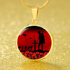 Australia Necklace Circle Lest We Forget Red Poppies Special Style