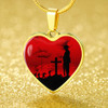 Australia Necklace Heart Anzac Day Poppy Flower