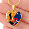 Australia Necklace Heart Anzac Let We Forget With Flag