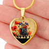 Australia Necklace Heart Lest We Forget Brigade Flag Water Color Poppy