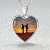 Australia Necklace Heart Lest We Forget Soldiers Sunset Poppies