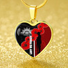 Australia Necklace Heart Anzac Day Lest We Forget Remebrance Day (Black)