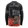 Australia Long Sleeve T-shirt Lest We Forget Hat And Boots Design Poppy Flower