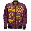 Brisbane Broncos Bomber Jacket Aboriginal Indigenous Naidoc Week Dreamtime Dot Painting With Flag