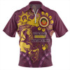 Brisbane Broncos Zip Polo Shirt Aboriginal Indigenous Naidoc Week Dreamtime Dot Painting With Flag