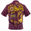 Brisbane Broncos Zip Polo Shirt Aboriginal Indigenous Naidoc Week Dreamtime Dot Painting With Flag