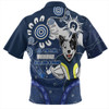 North Queensland Cowboys Zip Polo Shirt Aboriginal Indigenous Naidoc Week Dreamtime Dot Painting With Flag