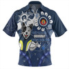 North Queensland Cowboys Zip Polo Shirt Aboriginal Indigenous Naidoc Week Dreamtime Dot Painting With Flag