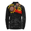 Australia Long Sleeve Polo Shirt Aboriginal Indigenous Dot Painting With Flag