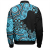 Australia Bomber Jacket Aboriginal Indigenous Dot Painting Blue