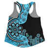 Australia Women Racerback Singlet Aboriginal Indigenous Dot Painting Blue