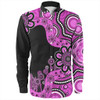 Australia Long Sleeve Shirt Aboriginal Indigenous Dot Painting Pink