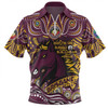 Brisbane Broncos Zip Polo Shirt Celebrating Naidoc Week 2024 Aboriginal Dot Art Inspired