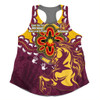 Brisbane Broncos Women Racerback Singlet Aboriginal Inspired Naidoc Symbol Pattern