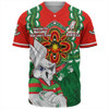 South Sydney Rabbitohs Baseball Shirt Aboriginal Inspired Naidoc Symbol Pattern