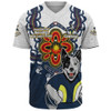 North Queensland Cowboys Baseball Shirt Aboriginal Inspired Naidoc Symbol Pattern