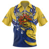 Parramatta Eels Zip Polo Shirt Aboriginal Inspired Naidoc Symbol Pattern