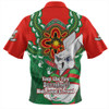 South Sydney Rabbitohs Zip Polo Shirt Aboriginal Inspired Naidoc Symbol Pattern