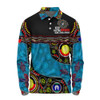 Australia Long Sleeve Polo Shirt Custom Naidoc Week Culture Art With River And Tortoise Aboriginal