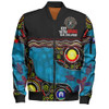 Australia Bomber Jacket Custom Naidoc Week Culture Art With River And Tortoise Aboriginal