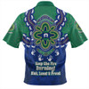 Australia Zip Polo Shirt Torres Strait Aboriginal Inspired Naidoc Symbol Pattern