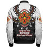 Australia Bomber Jacket Aboriginal Inspired Naidoc Symbol Pattern White