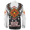 Australia Long Sleeve Shirt Aboriginal Inspired Naidoc Symbol Pattern White