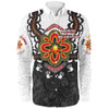 Australia Long Sleeve Shirt Aboriginal Inspired Naidoc Symbol Pattern White