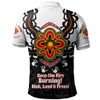 Australia Polo Shirt Aboriginal Inspired Naidoc Symbol Pattern White