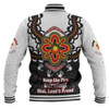 Australia Baseball Jacket Aboriginal Inspired Naidoc Symbol Pattern White