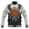 Australia Baseball Jacket Aboriginal Inspired Naidoc Symbol Pattern White