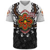 Australia Baseball Shirt Aboriginal Inspired Naidoc Symbol Pattern White