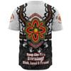 Australia Baseball Shirt Aboriginal Inspired Naidoc Symbol Pattern White