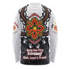 Australia Long Sleeve T-shirt Aboriginal Inspired Naidoc Symbol Pattern White