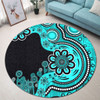 Australia Round Rug Aboriginal Indigenous Dot Painting Turquoise