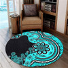 Australia Round Rug Aboriginal Indigenous Dot Painting Turquoise