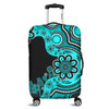 Australia Luggage Cover Aboriginal Indigenous Dot Painting Turquoise