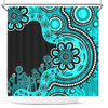 Australia Shower Curtain Aboriginal Indigenous Dot Painting Turquoise